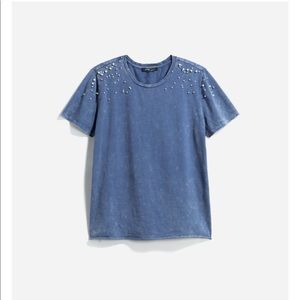 Oversized acid wash pearl detail tee